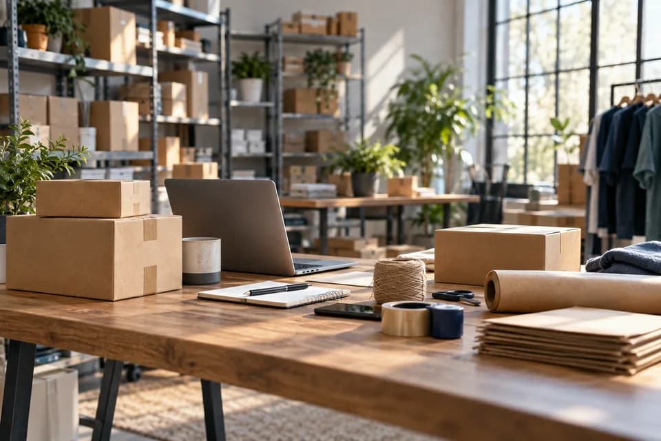 E-ticaret sipariş paketleri ve mağaza yönetim bilgisayarı